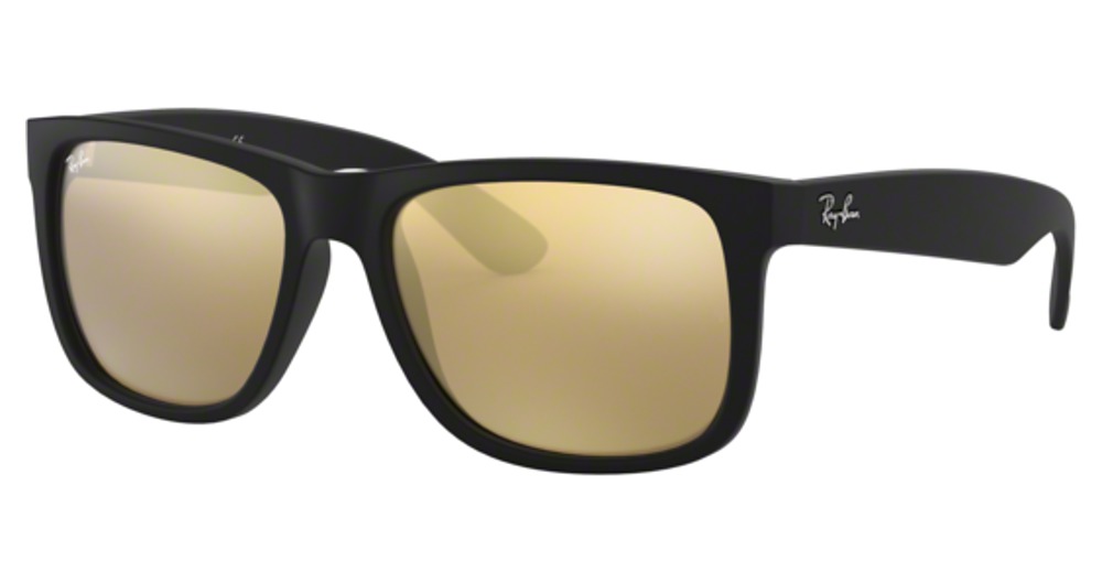 Ray-Ban RB4165F JUSTIN round sunglasses in Rubber Black/Light Brown Mirror Dark Gold