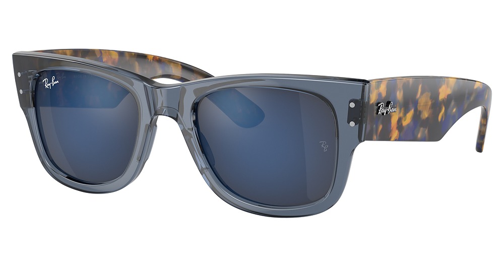 Ray-Ban RB0840SF MEGA WAYFARER round sunglasses in Transparent Dark Blue/Grey Mirror Blue