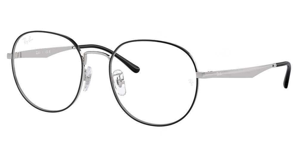 Ray-Ban RX6517D round eyeglasses in Black on Silver