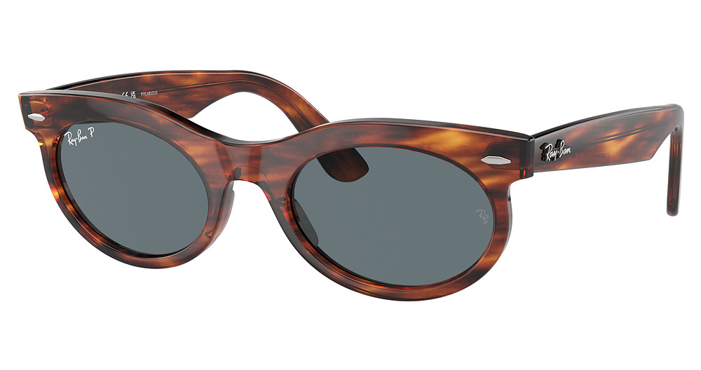 Ray-Ban RB2242F WAYFARER OVAL sunglasses in Striped Havana/Dark Blue Polarized