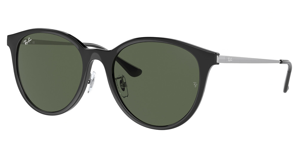 Ray-Ban RB4334D round sunglasses in Black/Dark Green