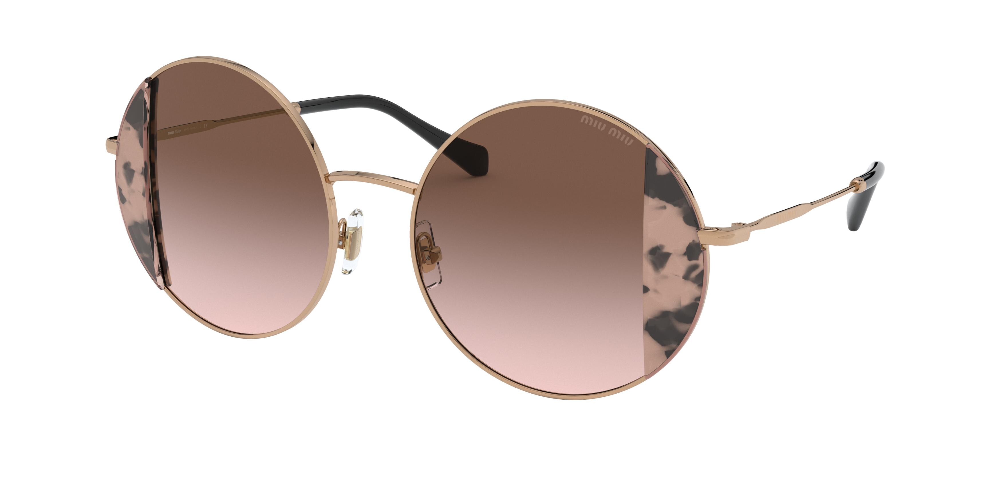 Miu Miu MU 57VS round sunglasses in Pink Havana/Pink Gold