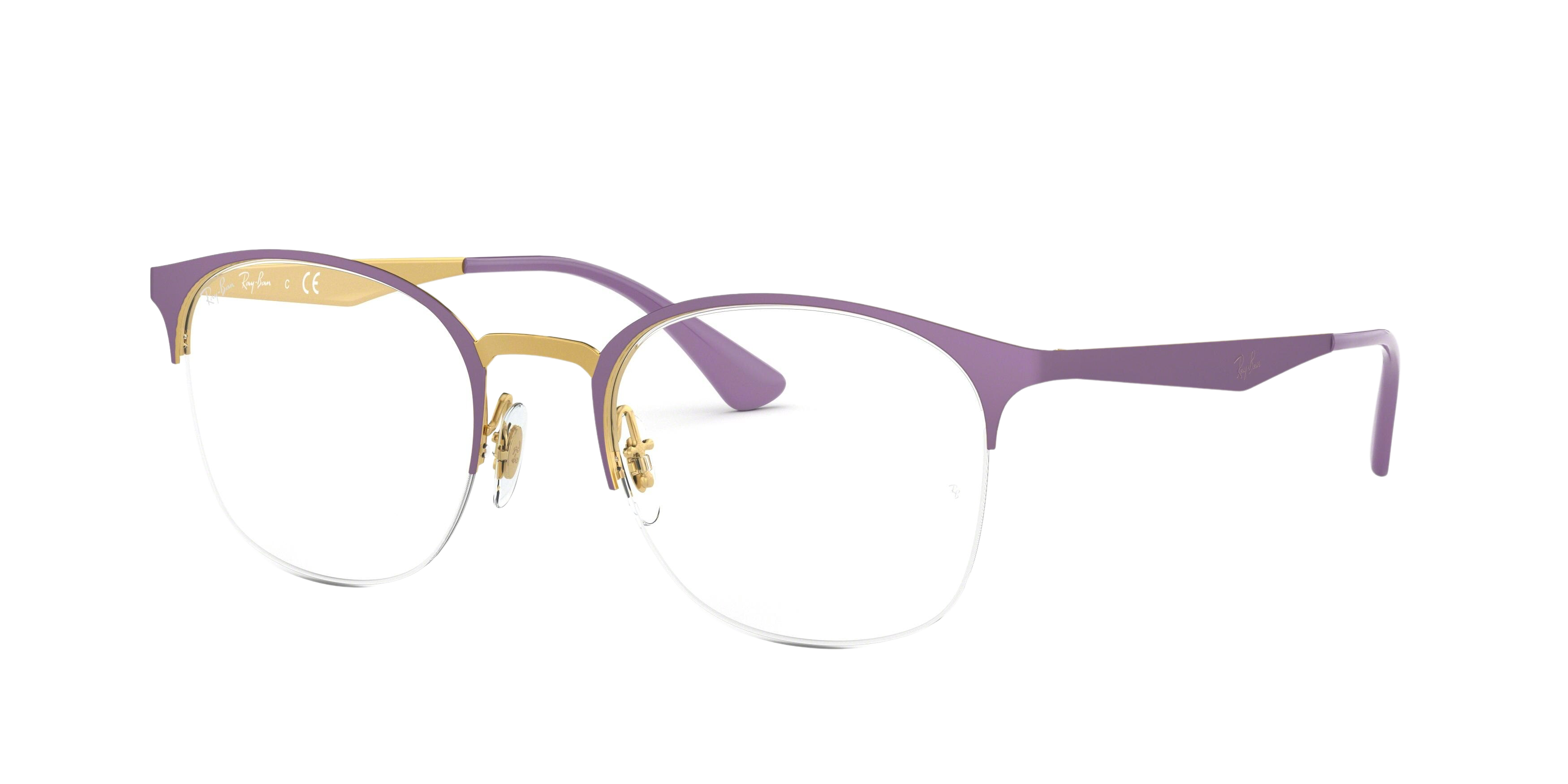 Ray-Ban RX6422 round eyeglasses in Top Matte Violet on Shiny Gold