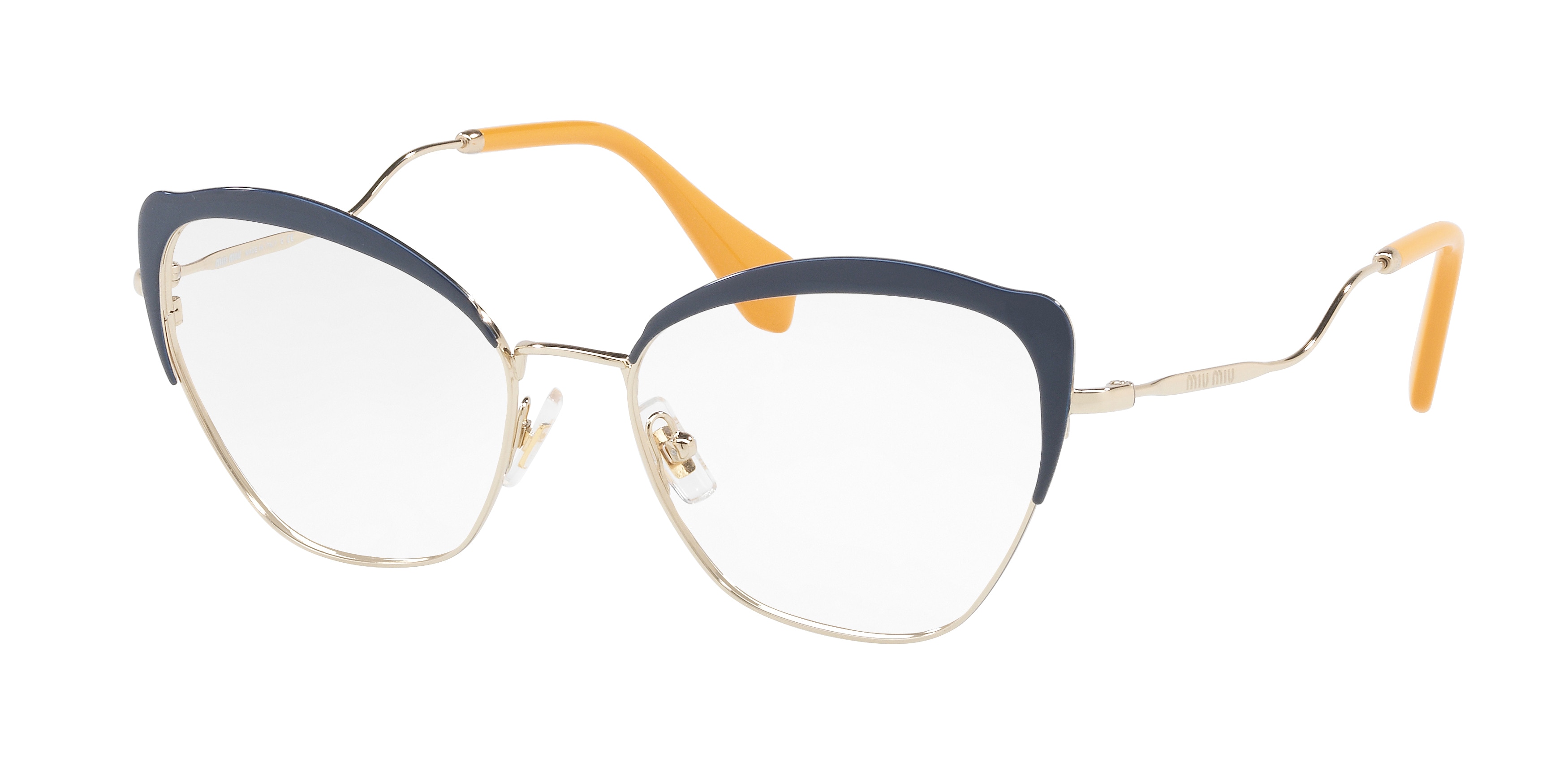 Miu Miu MU 54PV cateye eyeglasses in Blue/Pale Gold