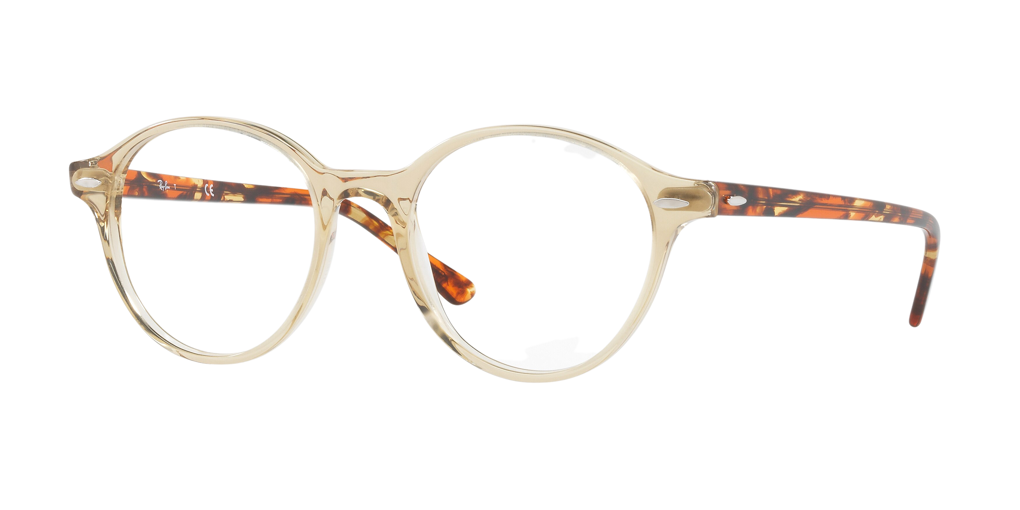 Ray-Ban RX7118 round eyeglasses in Transparent Yellow