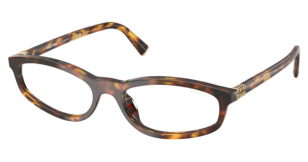 Miu Miu MU A06S round sunglasses in Honey Havana/Clear Blue Light Filter