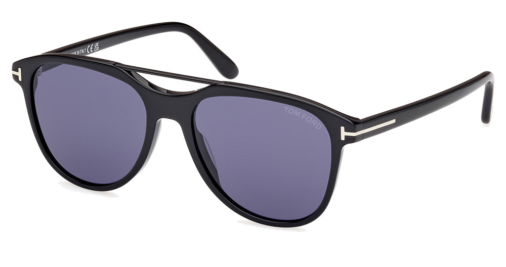 Tom Ford FT1098 aviator sunglasses in Shiny Black/Blue