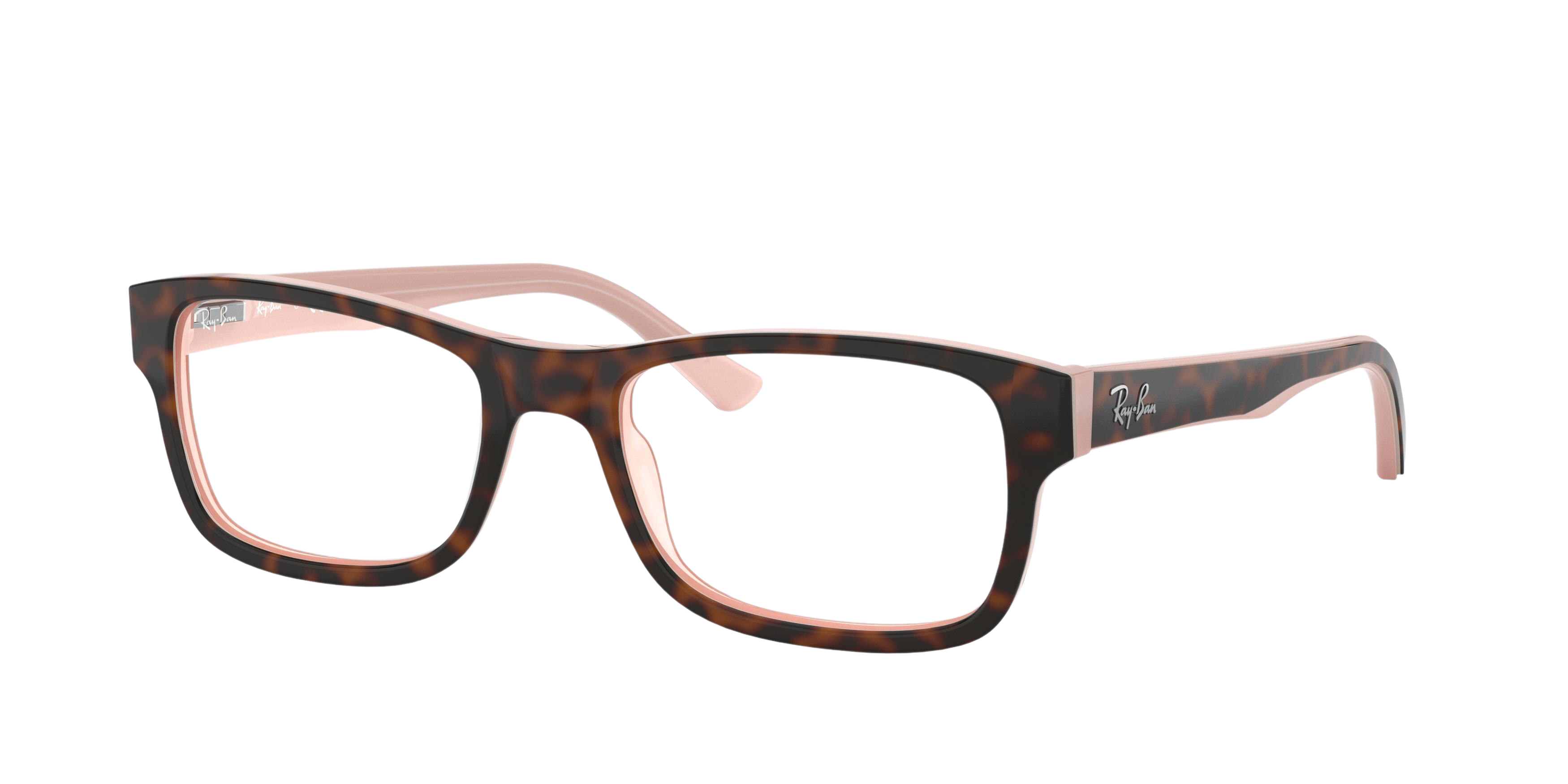 Ray-Ban RX5268 square eyeglasses in Top Havana on Opal Pink