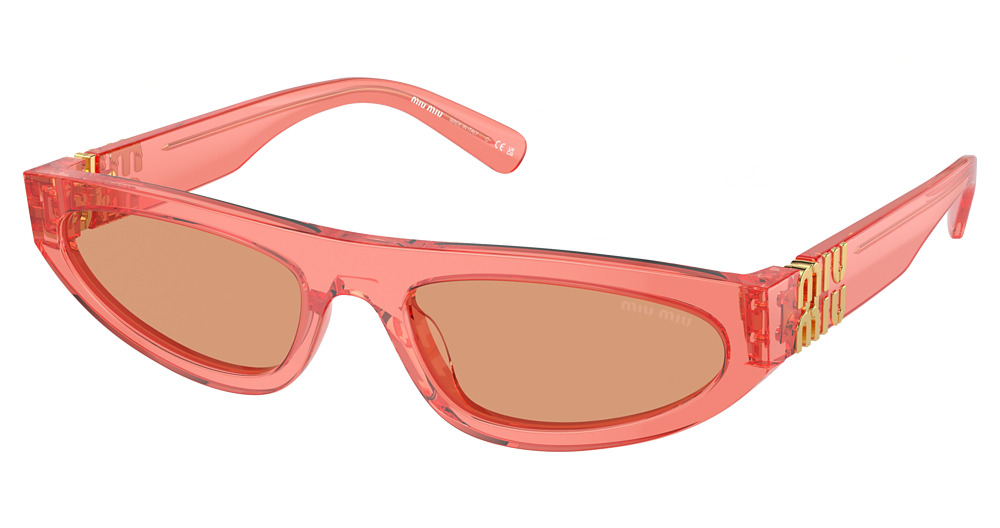 Miu Miu MU 07ZS round sunglasses in Tulip Transparent/Orange