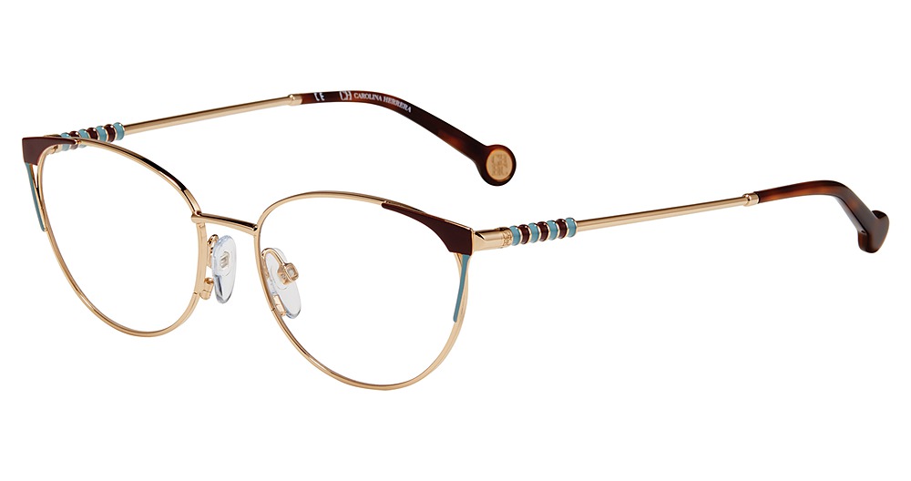 Carolina Herrera VHE164K cateye eyeglasses in Gold Burgundy 0492