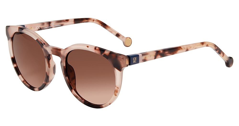 Carolina Herrera SHE845V round sunglasses in Pink Tortoise 0 Agk
