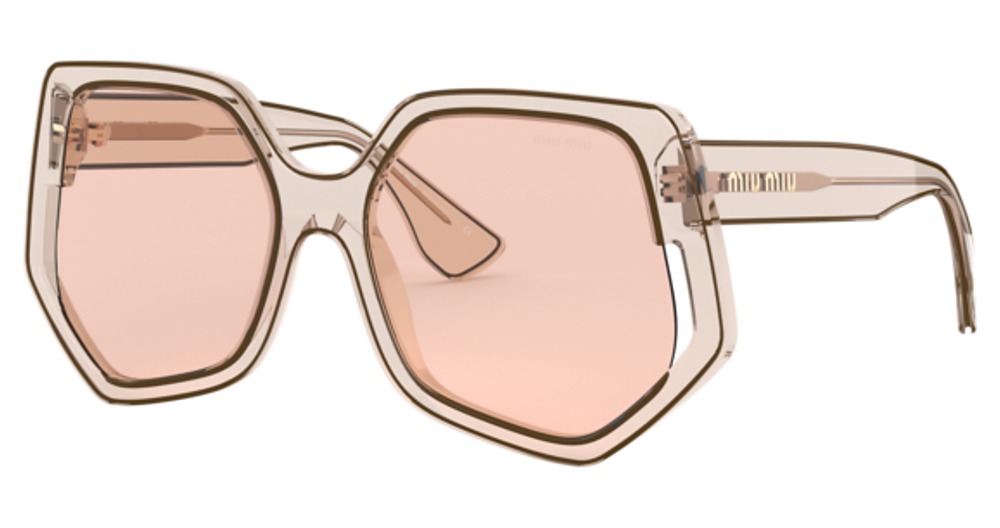 Miu Miu MU 07VSA irregular sunglasses in Transparent Beige/Light Brown