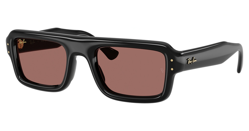 Ray-Ban RB4954 rectangle sunglasses in Black/Dark Violet