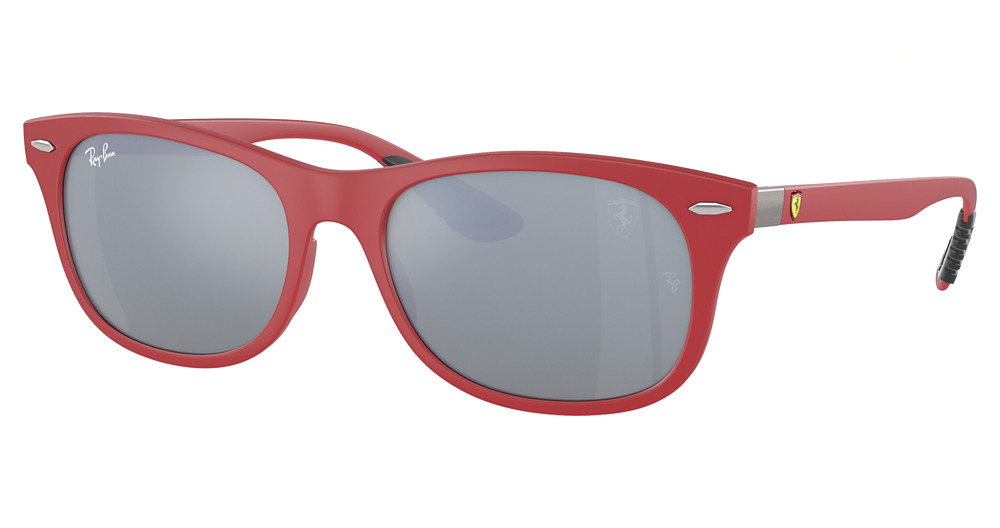 Ray-Ban RB4607M square sunglasses in Matte Red/Green Mirror Silver