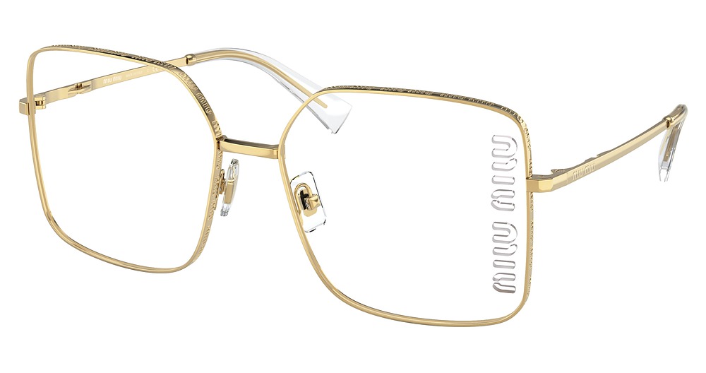 Miu Miu MU 51YS square sunglasses in Gold/Clear Blue Light Filter