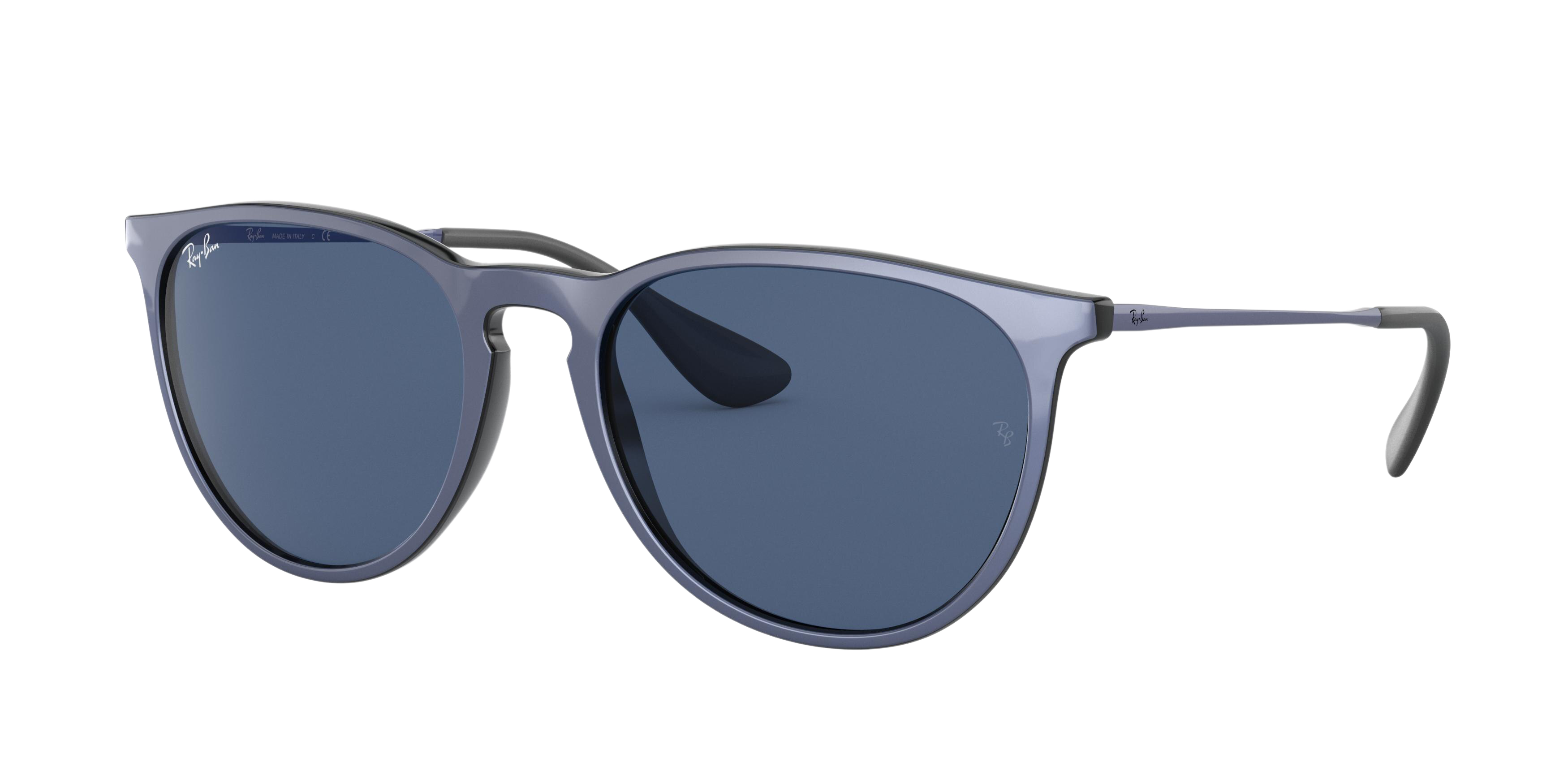 Ray-Ban RB4171F round sunglasses in Top Metallic Violet on Black
