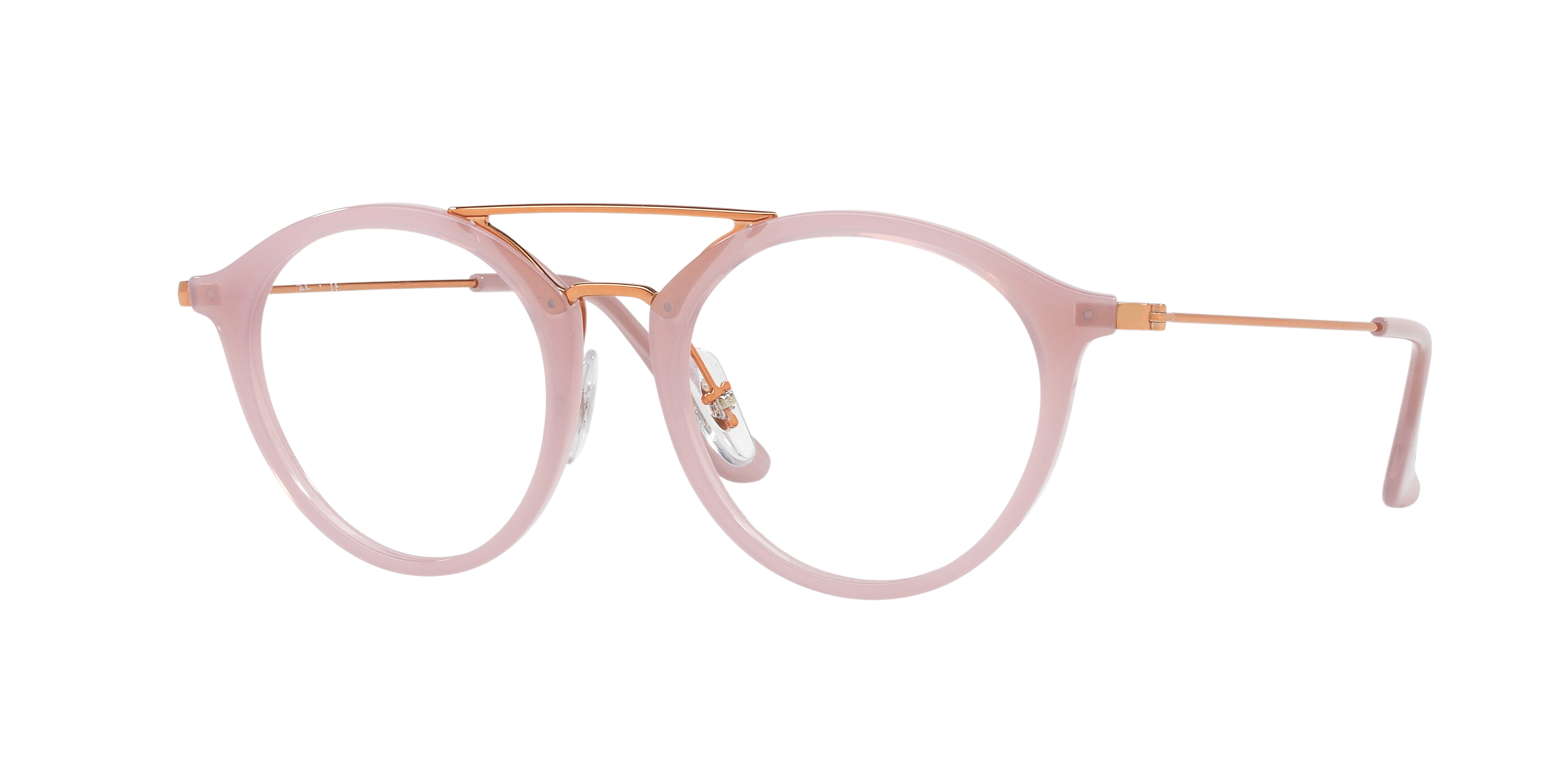 Ray-Ban RX7097 round eyeglasses in Transparent Beige