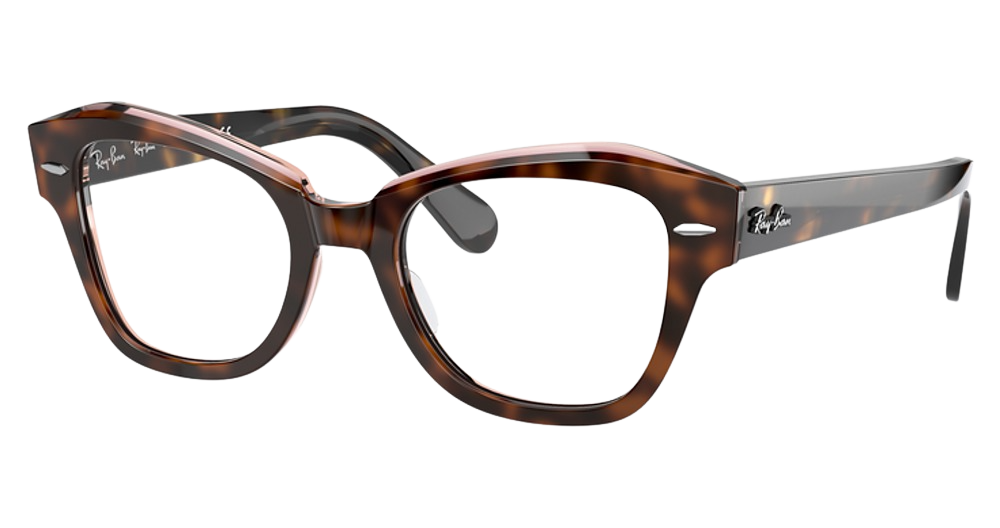 Ray-Ban RX5486 STATE STREET cateye eyeglasses in Havana on Transparent Pi
