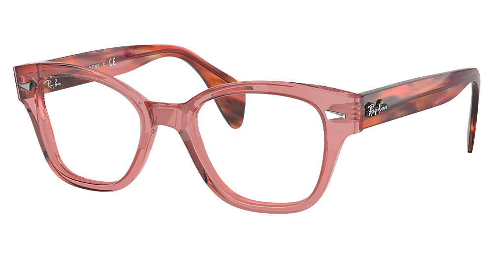Ray-Ban RX0880 round eyeglasses in Transparent Pink