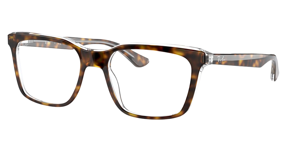 Ray-Ban RX5391 square eyeglasses in Havana on Transparent