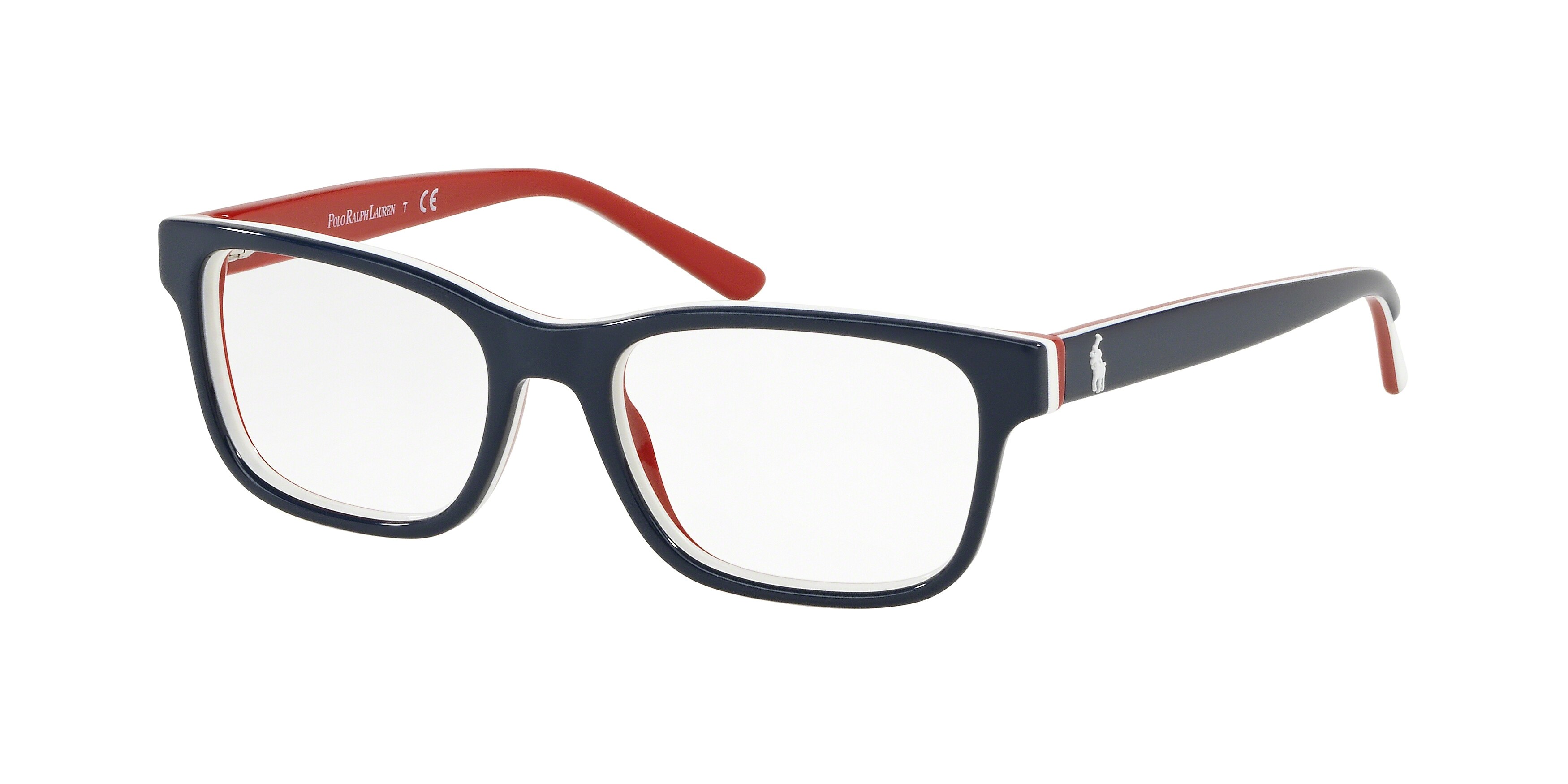 SHINY NAVY BLUE ON WHITE/RED