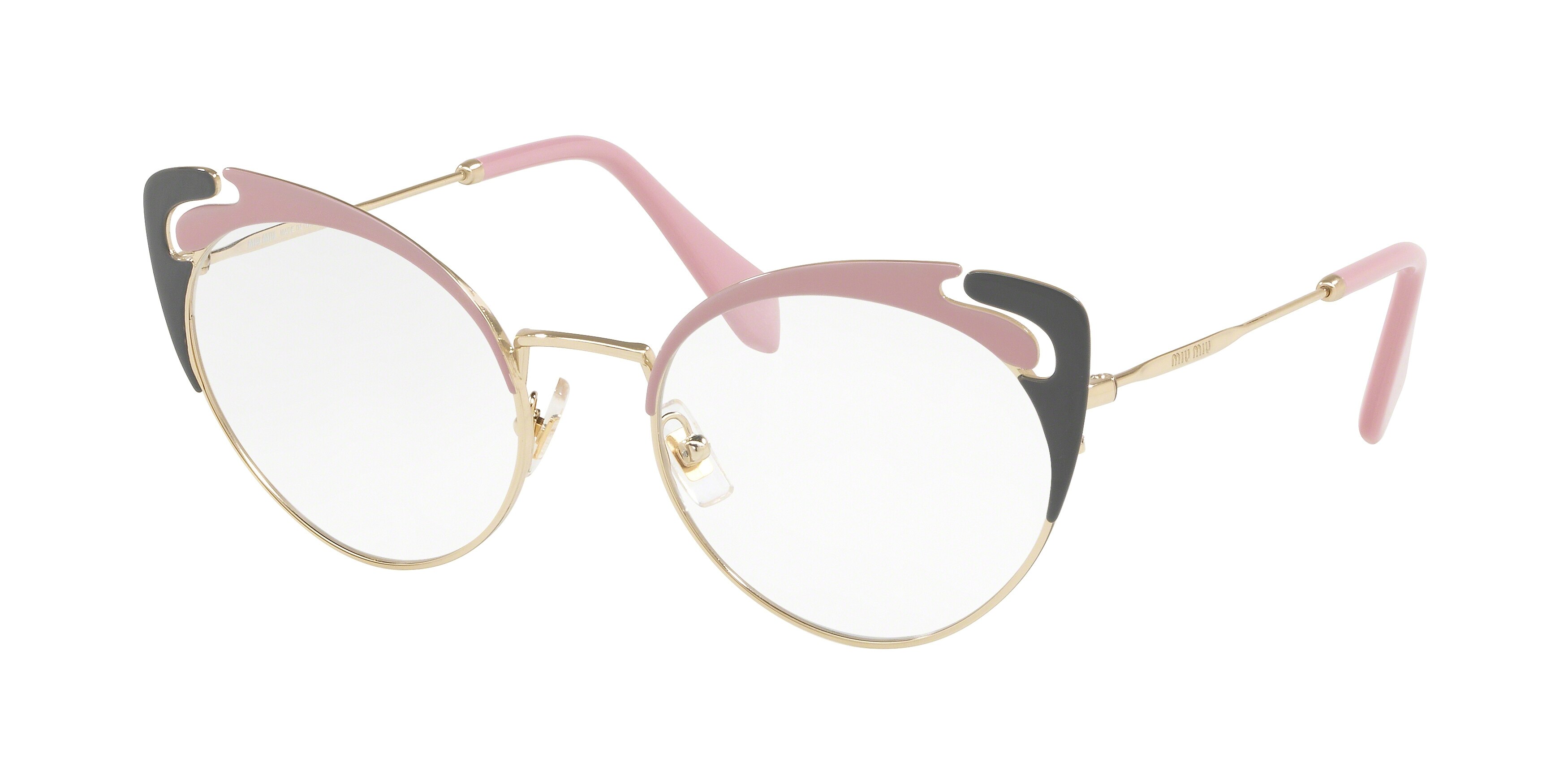 Miu Miu MU 50RV cateye eyeglasses in Pale Gold/Alabaster/Grey