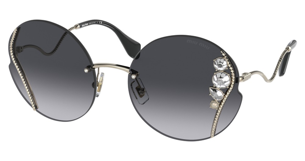 Miu Miu MU 50XS round sunglasses in Pale Gold/Grey Gradient