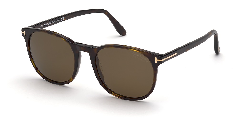 Tom Ford FT0858 round sunglasses in Dark Havana/Brown Polarized