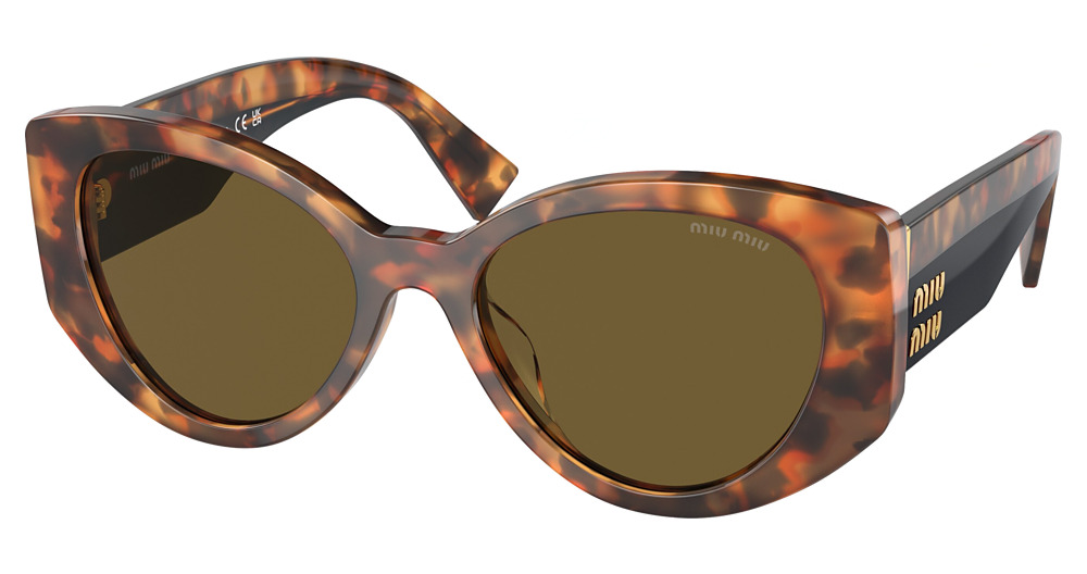 Miu Miu MU 03WS round sunglasses in Havana Honey/Dark Brown