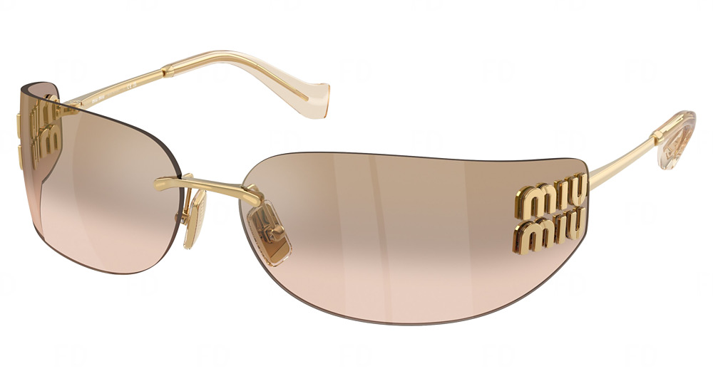 Miu Miu MU A51S round sunglasses in Gold/Light Brown Mirror Bronze Grad