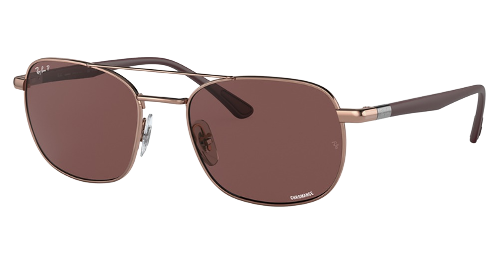 Ray-Ban RB3670CH aviator sunglasses in Copper/Polarized Dark Violet