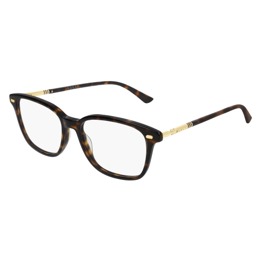 Gucci GG0520O round eyeglasses in Havana Gold Transparent
