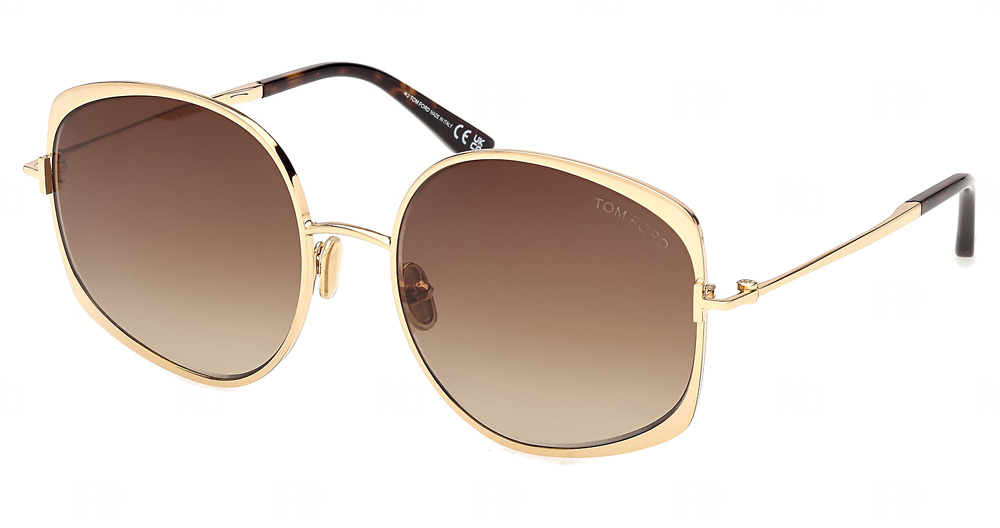 Tom Ford FT1349 round sunglasses in Shiny Deep Gold/Gradient Brown