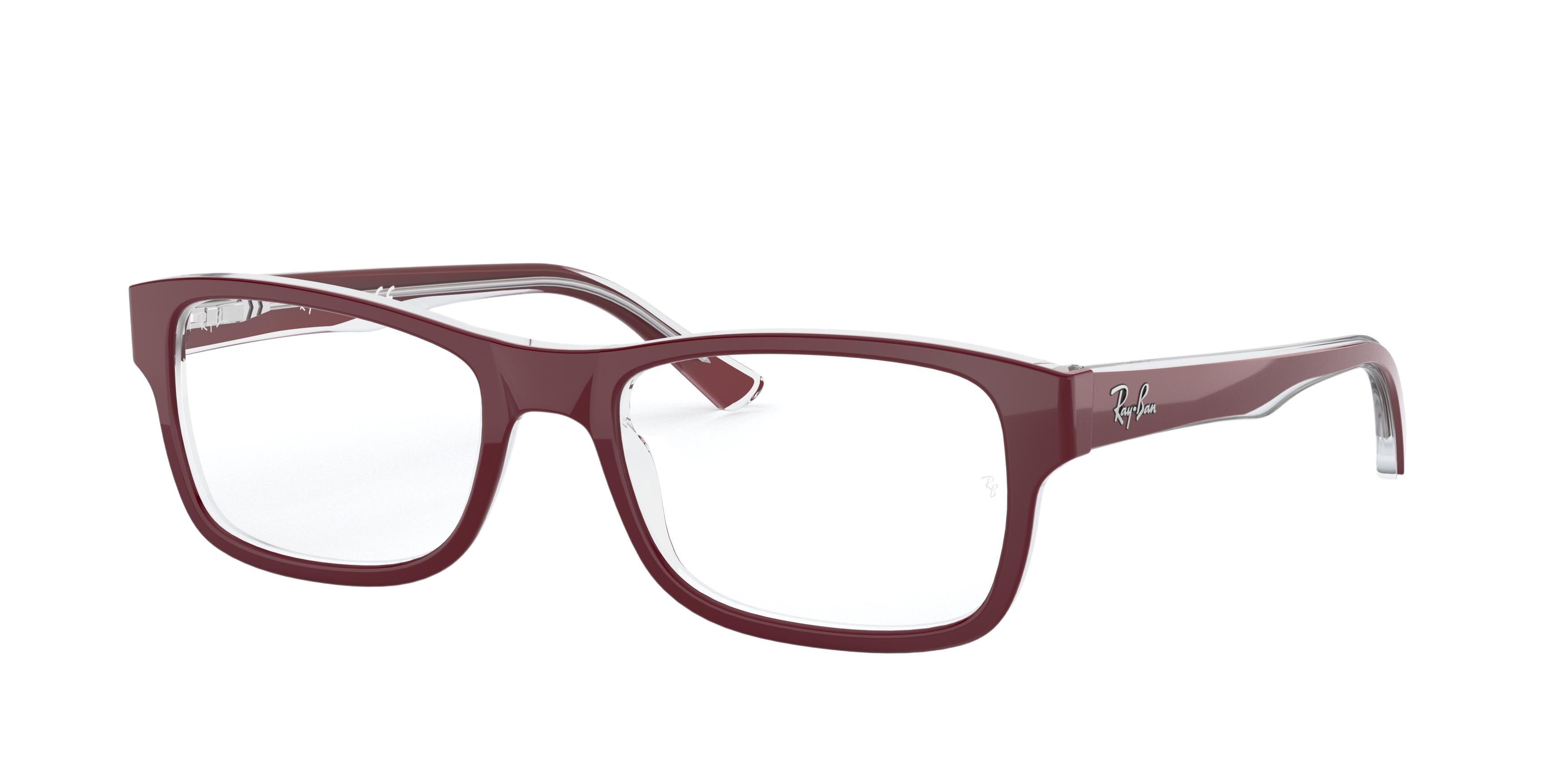 Ray-Ban RX5268 square eyeglasses in Top Bordeaux on Trasparent