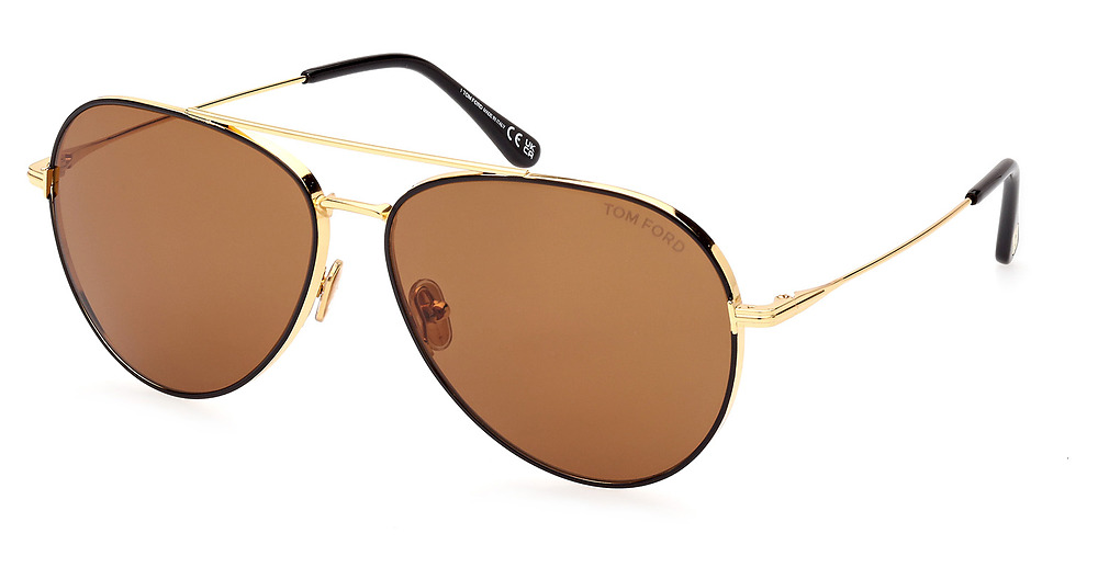 Tom Ford FT0996 aviator sunglasses in Shiny Black/Roviex
