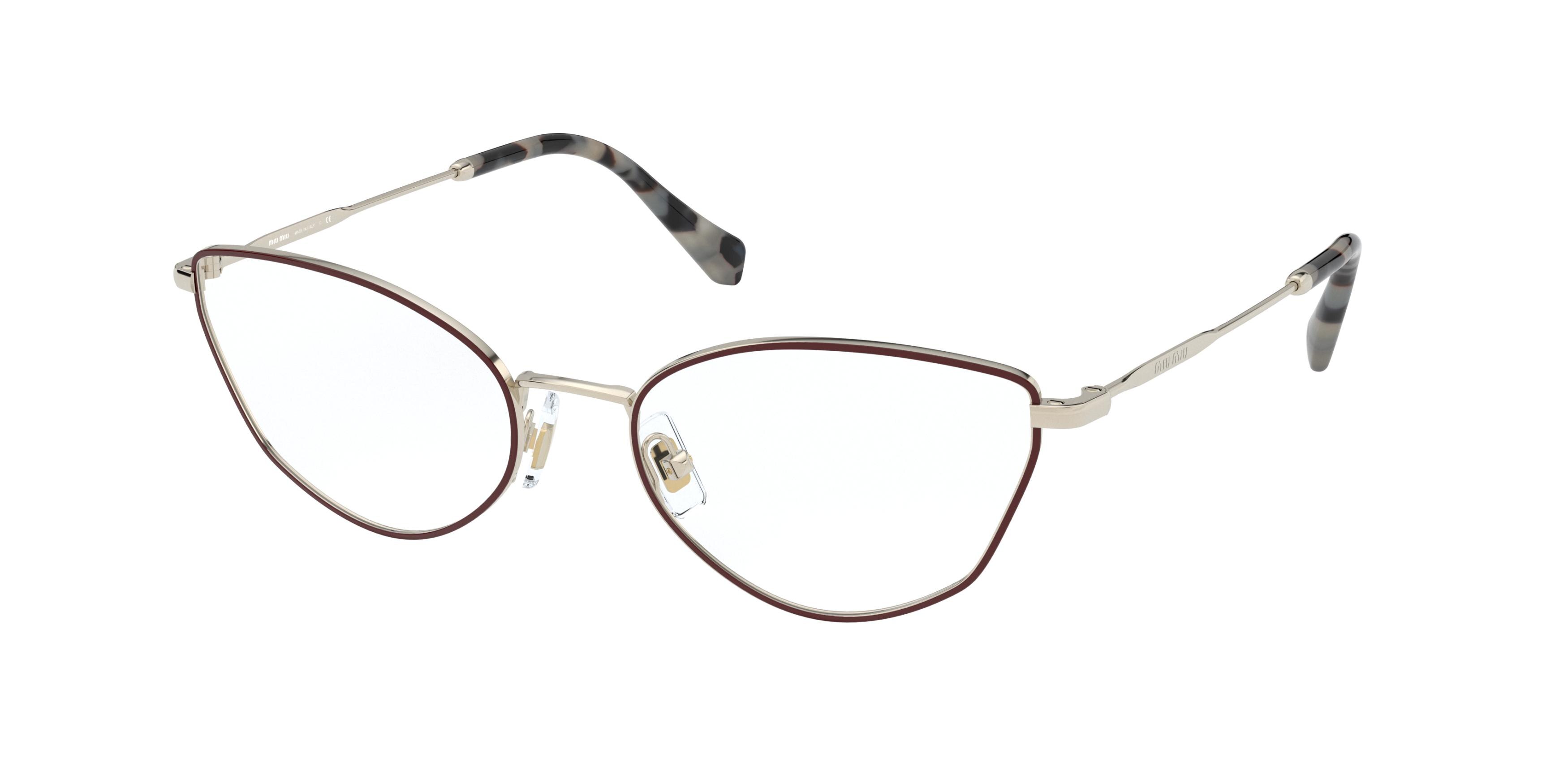 Miu Miu MU 51SV cateye eyeglasses in Pale Gold/Bordeaux