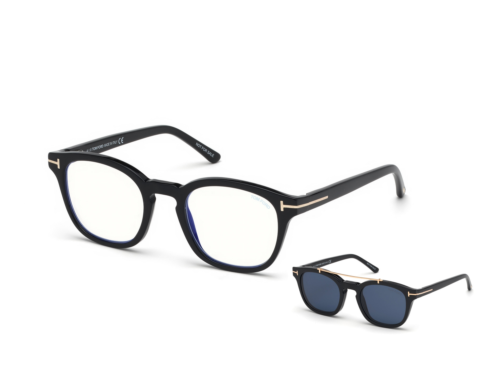Shiny Black/ Blue Block Lenses W. Blue Clip-On Lenses
