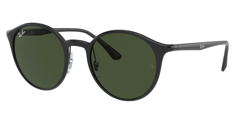 Ray-Ban RB4336 round sunglasses in Black/Green
