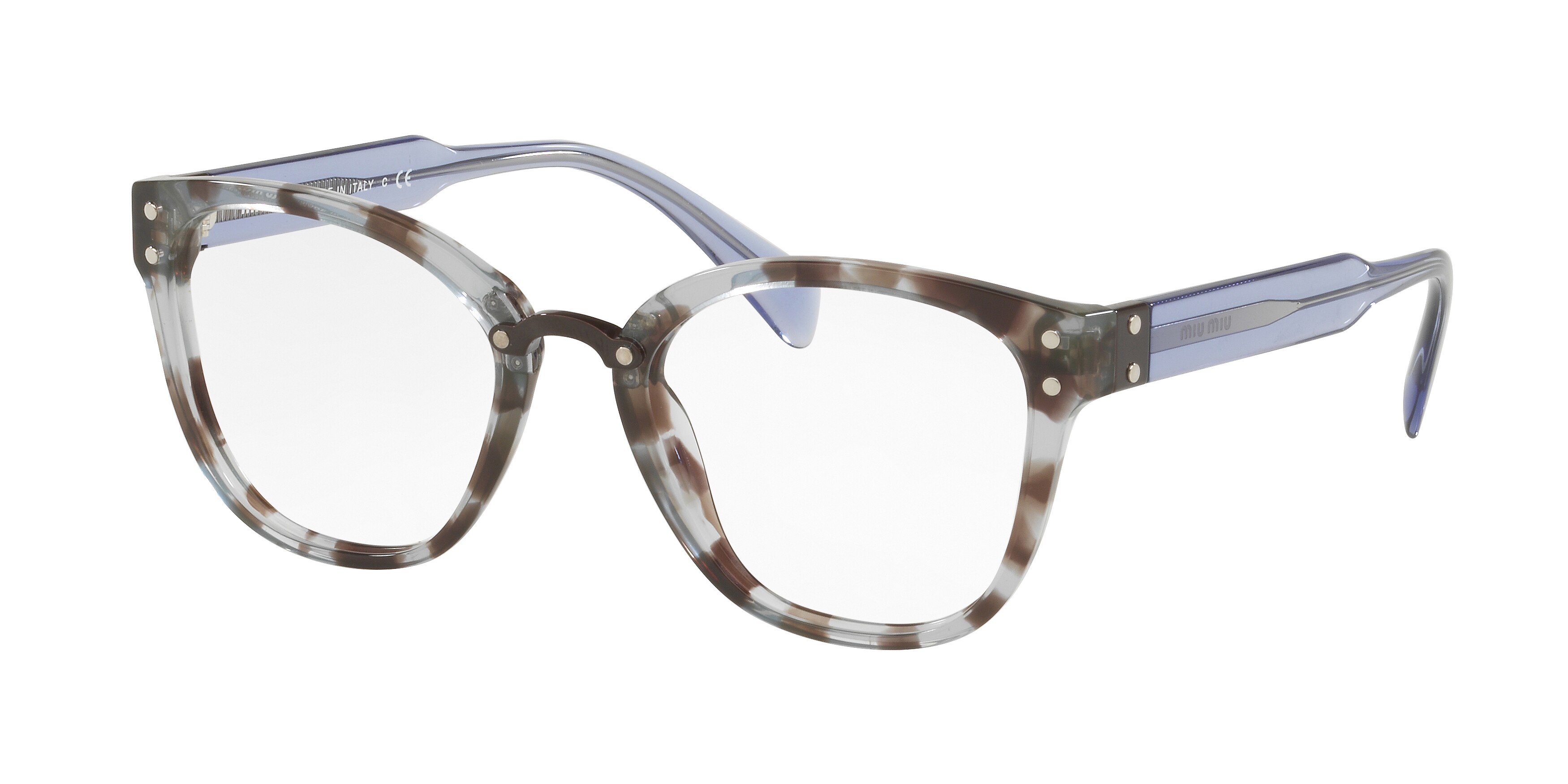 Miu Miu MU 04QV square eyeglasses in Lilac Havana