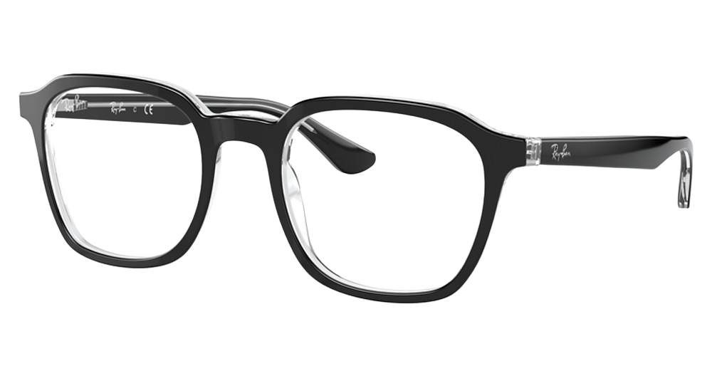 Ray-Ban RX5390 square eyeglasses in Black on Transparent