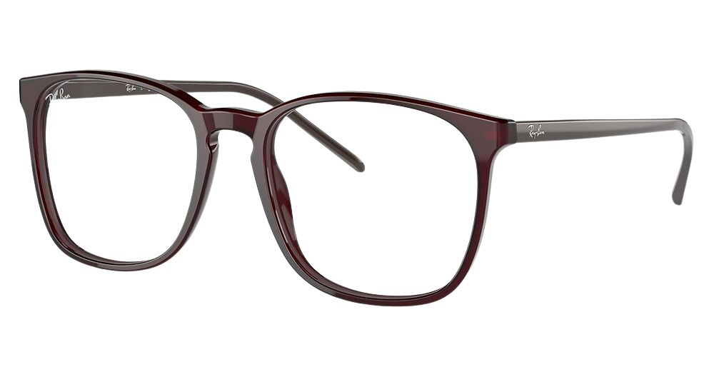 Ray-Ban RX5387 round eyeglasses in Transparent Violet
