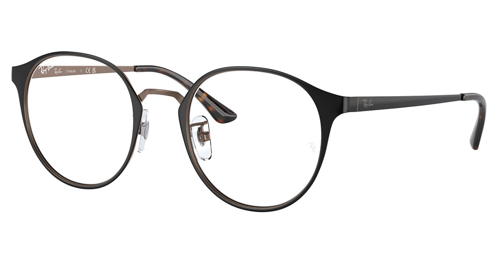 Ray-Ban RX8770D round eyeglasses in Black on Antique Copper