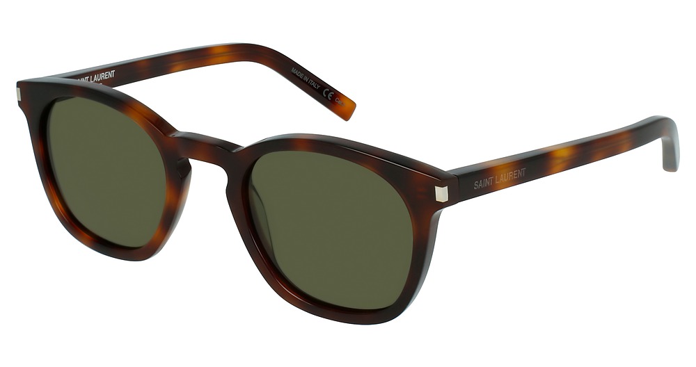 Saint Laurent SL 28 round sunglasses in Avana Avana Green/Glass