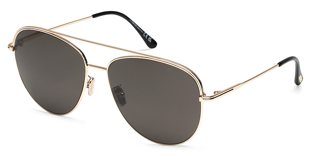 Tom Ford FT0954-D aviator sunglasses in Shiny Rose Gold/Smoke