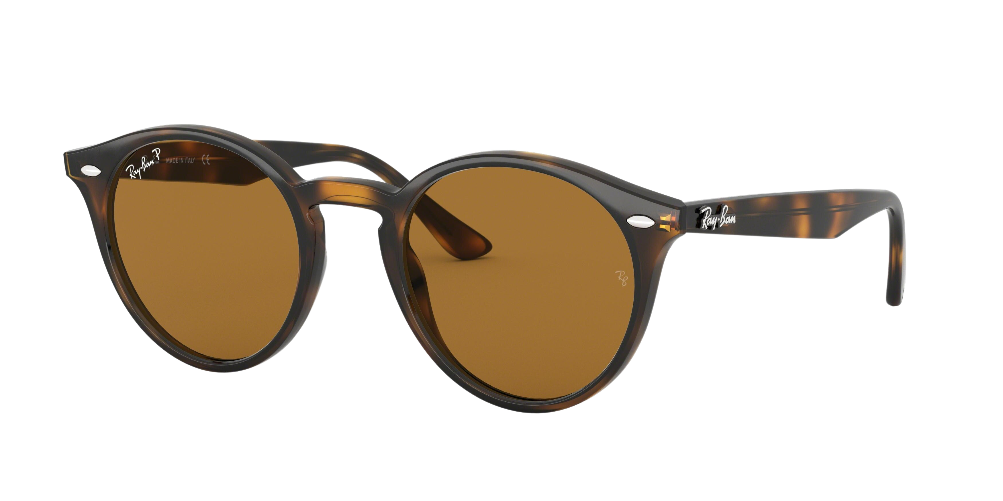 Ray-Ban RB2180F round sunglasses in Dark Light Havana