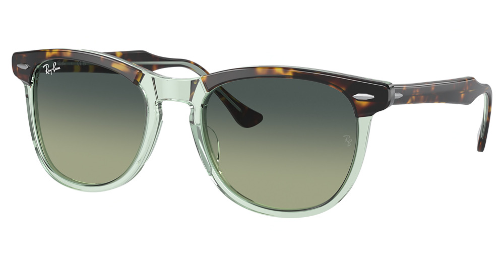 Ray-Ban RB2398F #N/D round sunglasses in Havana on Transparent Grey/Green Vintage