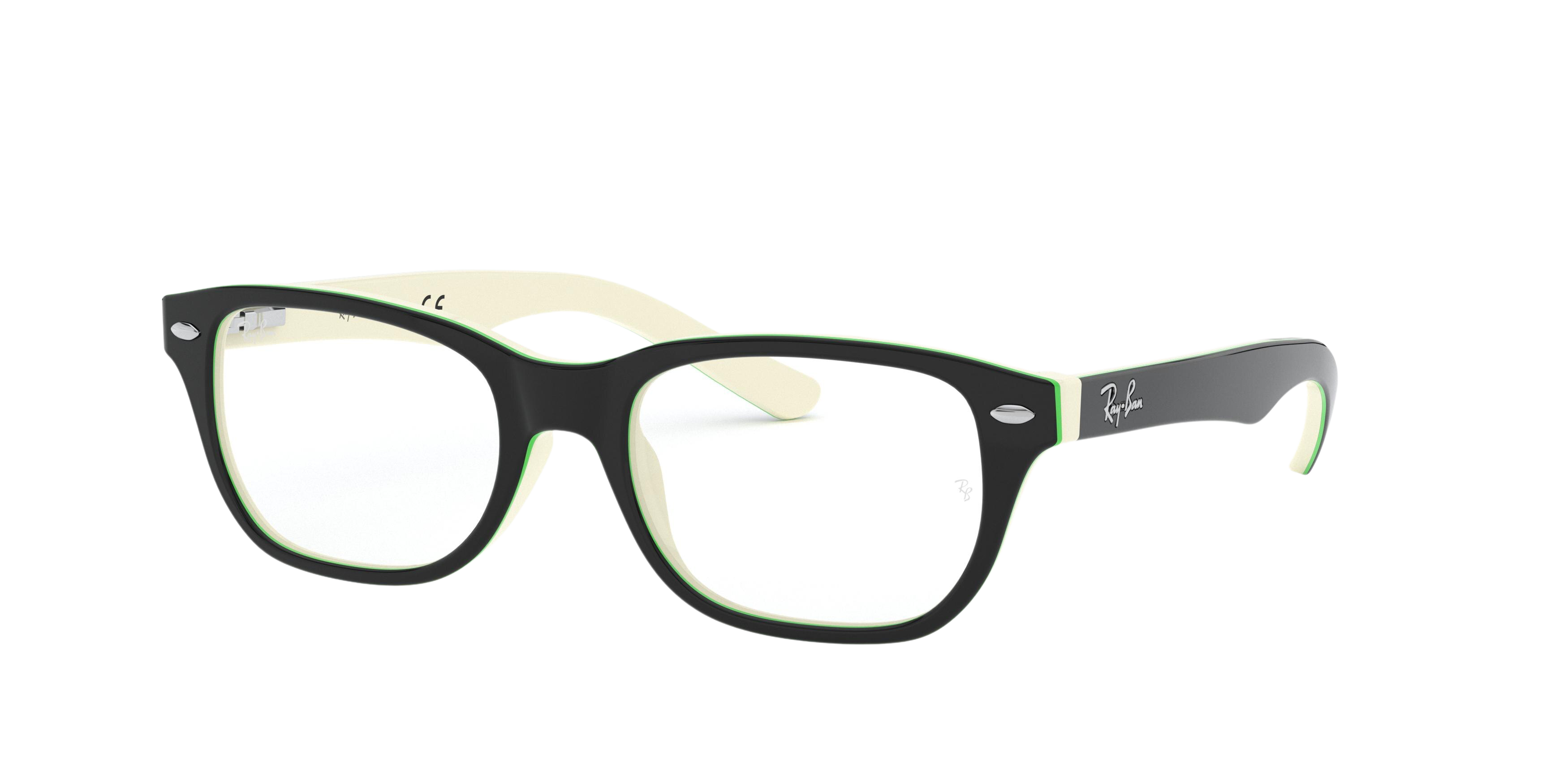 Ray-Ban RY1555 square eyeglasses in Top Black on White/Green
