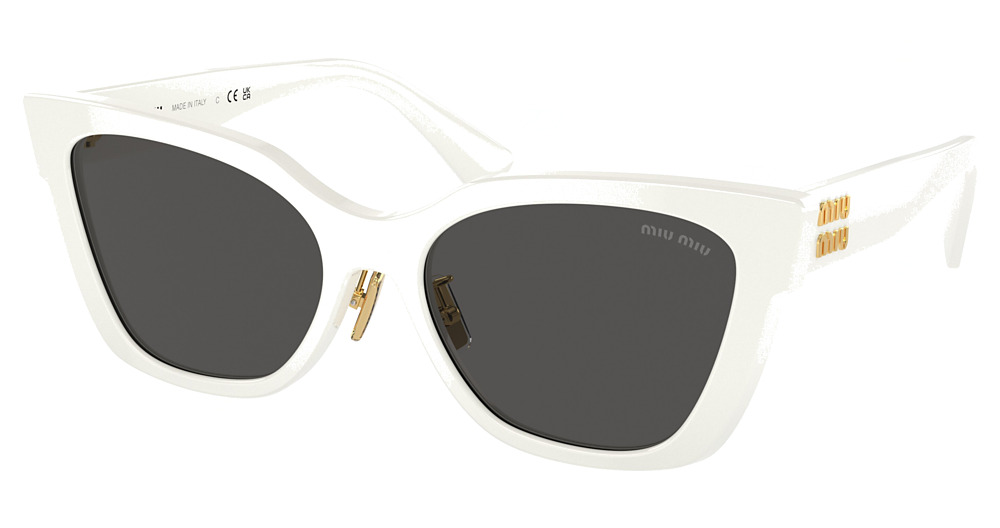 Miu Miu MU 02ZS cateye sunglasses in White/Dark Grey