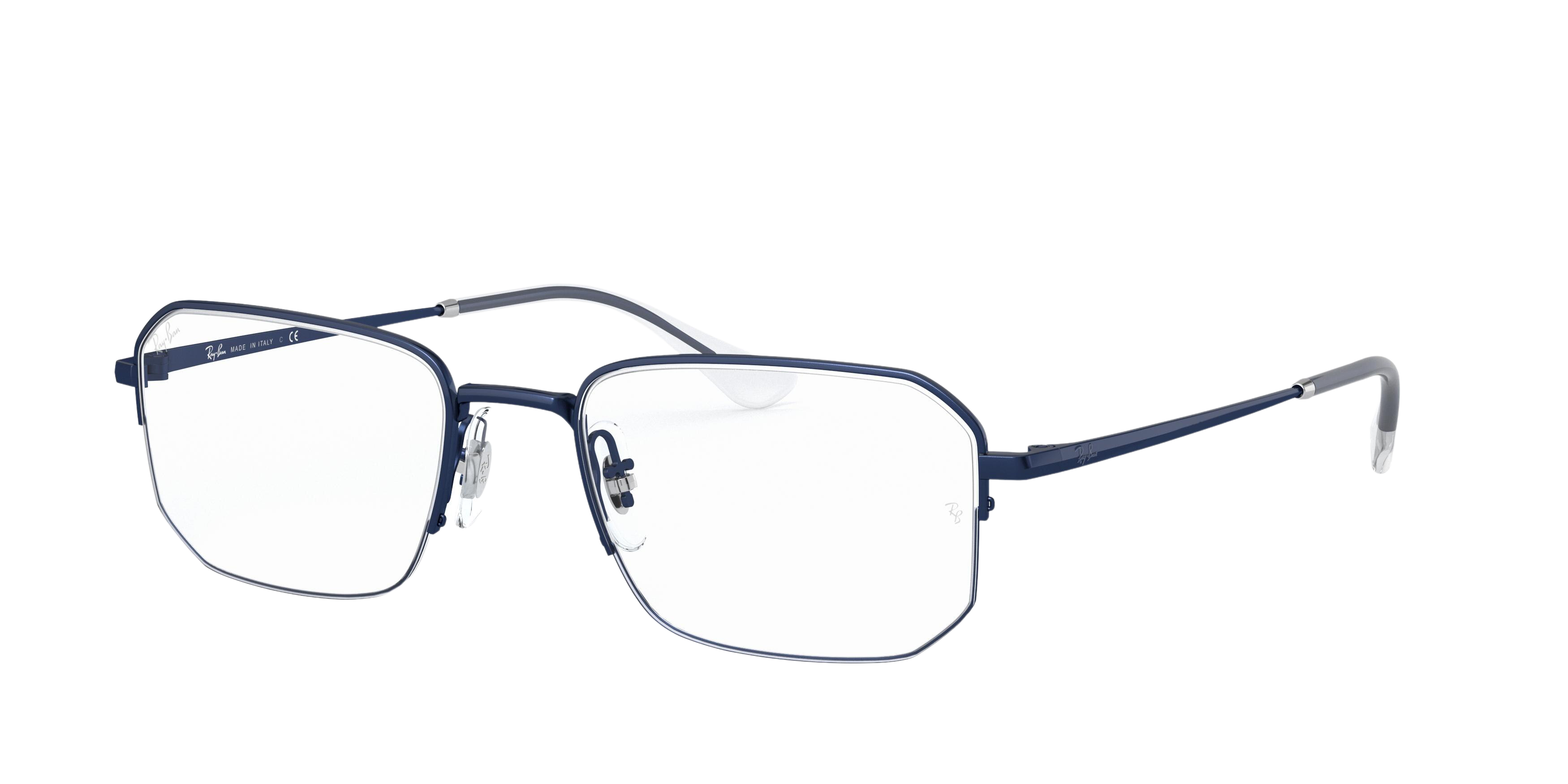 Ray-Ban RX6449 square eyeglasses in Sanding Trasparent Dark Blue