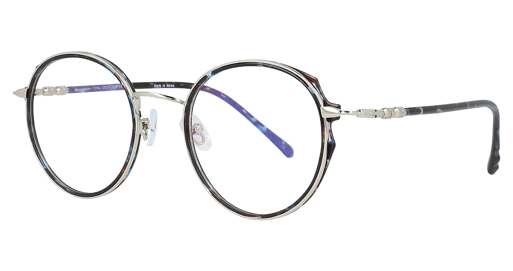Dark Blue Marbled & Silver